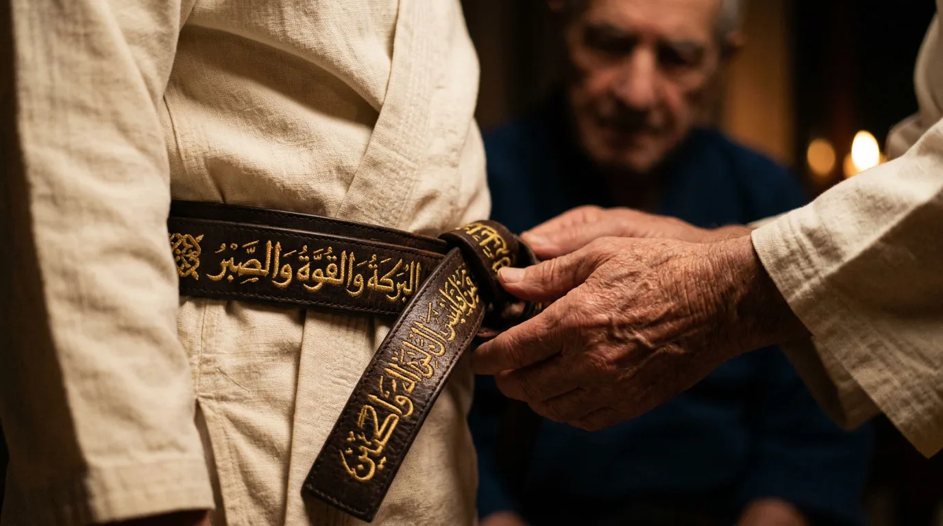 Ḥizām al-Itqān — la cintura di grado ricamata a filo d'oro