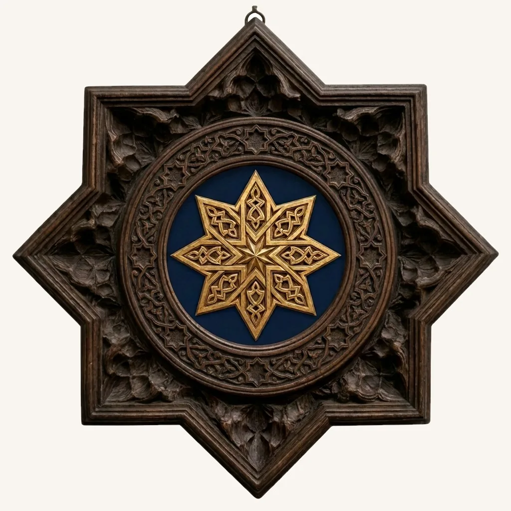 L'emblema della porta tra le due case — la stella a otto punte