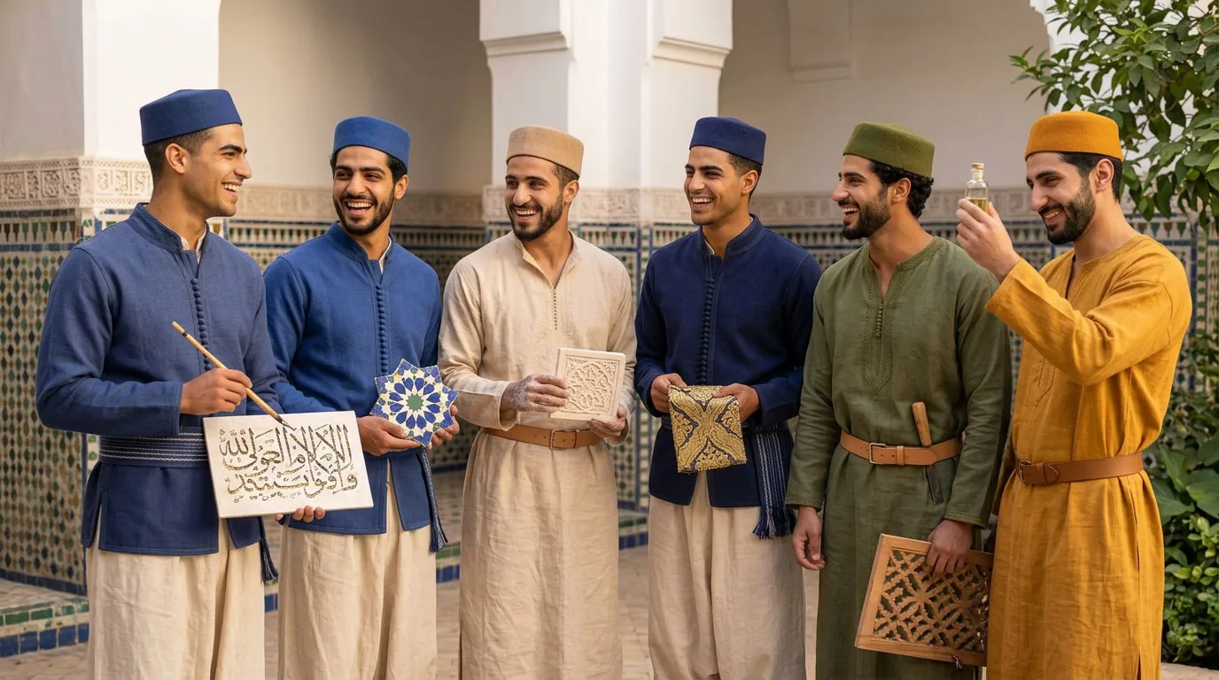Companions in the courtyard of the Riad