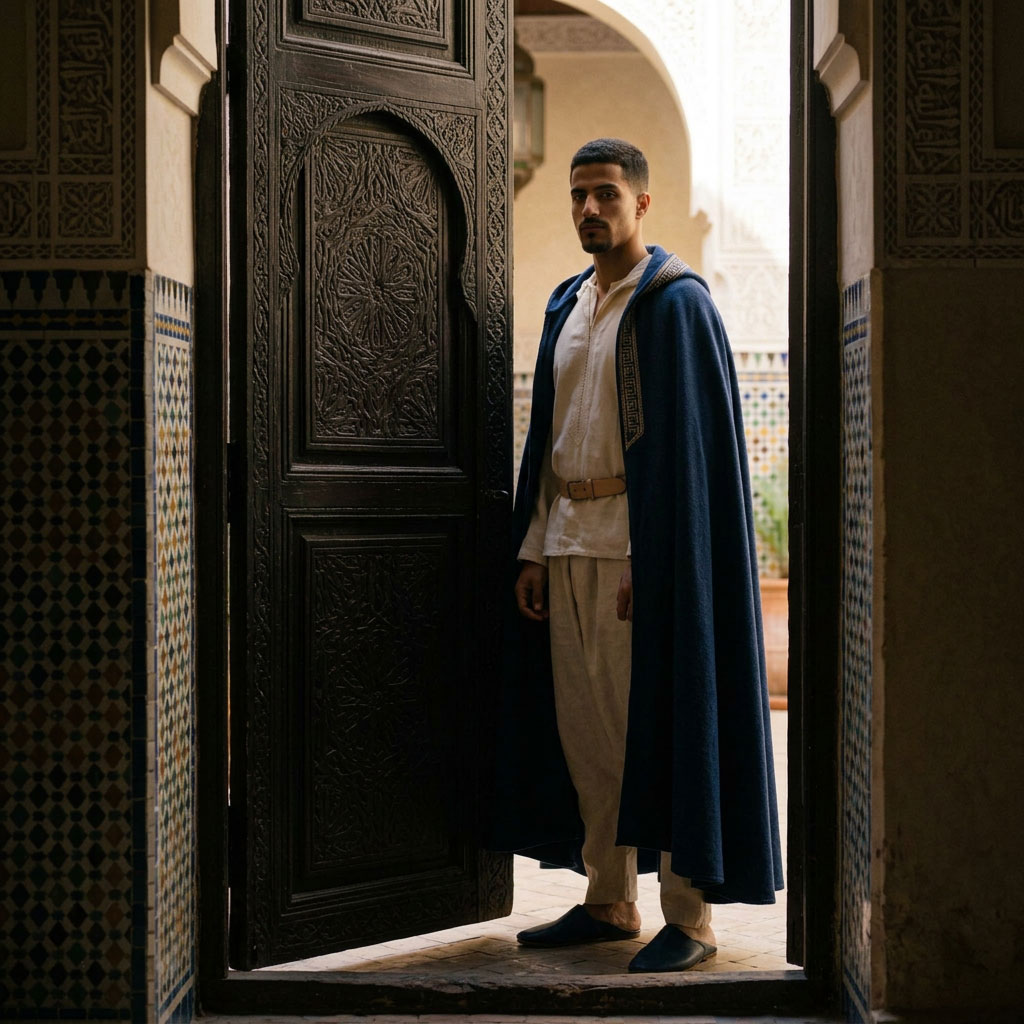 La soglia di Al-Munya: la porta intagliata, aperta sul patio