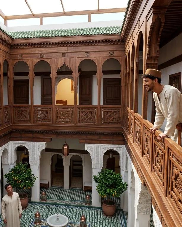 Il cortile, le gallerie e le camere che s'aprono su di esso — la casa come organismo