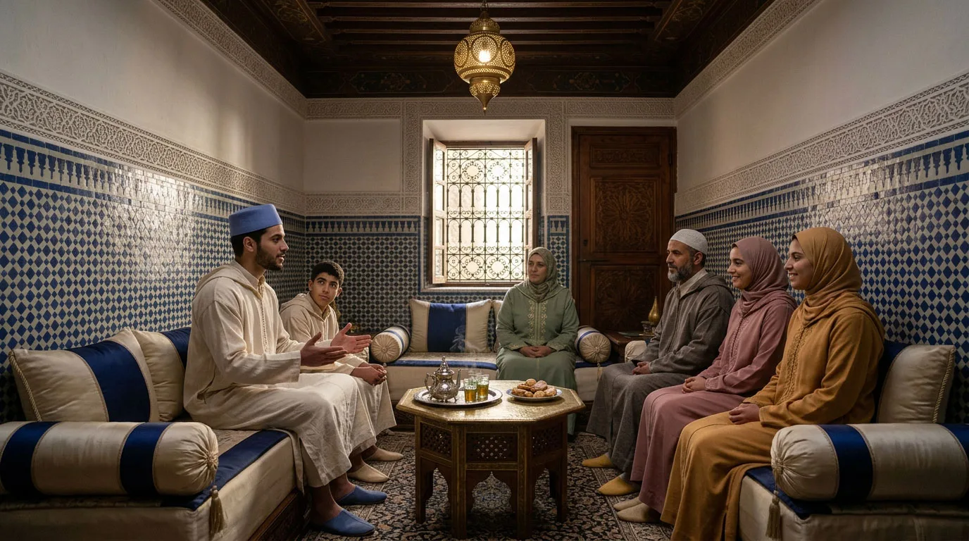 un ṣāniʿ riceve la sua famiglia al parlatorio