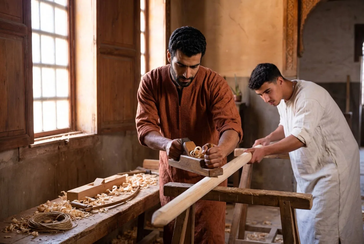 Aste di frassino raddrizzate alla bottega del legno